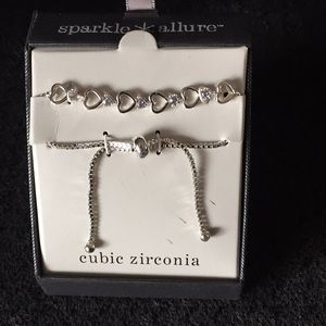 Cubic zirconia heart shaped tennis Bracelet